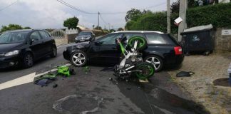 Motociclista ferido após acidente em Braga