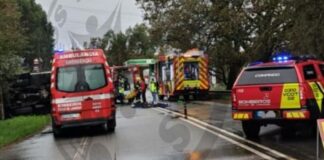 Violento embate entre camião do lixo e automóvel deixa quatro feridos na Póvoa de Lanhoso