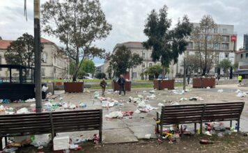 Adeptos do Betis deixam lixo espalhado no centro de Braga antes do jogo europeu