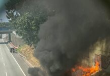 Carrinha destruída por incêndio na A3 condiciona trânsito no sentido Porto–Braga