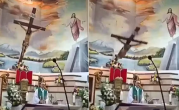 Padre morre durante a missa após ser atingido por uma cruz que caiu da parede